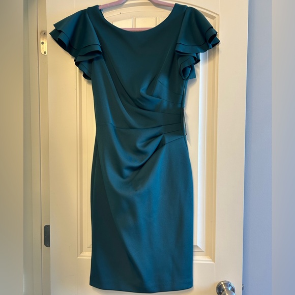 Jessica Howard Dresses & Skirts - NWT Jessica Howard Missy Teal Midi Dress with Ruffle Sleeves